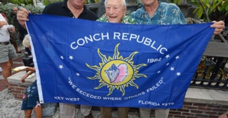 Stuart Newman, center, at the Conch Republic 30th Anniversary Celebration in 2012 in Key West, with Ron Saunders, left, and Ed Swift