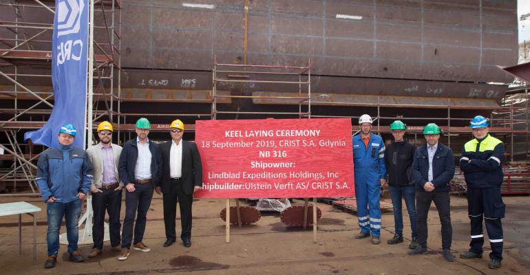Keel laying ceremony for National Geographic Resolution. September 18, 2019.