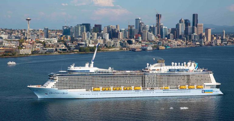 Ovation of the Seas and Celebrity soltice depart Seattle bound for Alaska